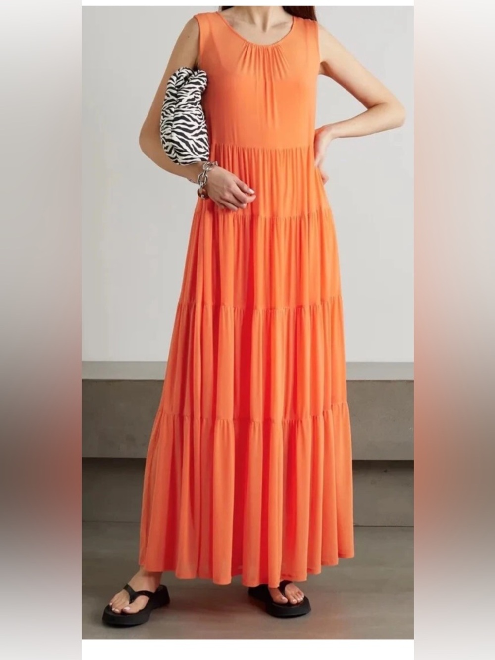 NWT STAUD size M Bennedeta maxi dress in tangerine orange
